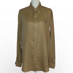 LAUREN RALPH LAUREN “Blake” Oxford Signature Pony Logo Tan Surrey Size Large